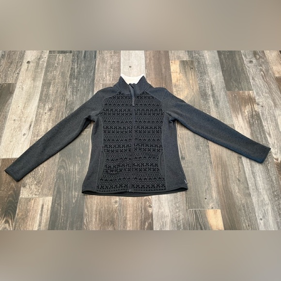 Eddie Bauer Womens M Full Zip Long Sleeve Jacket Charcoal Gray Sherpa Collar - Picture 1 of 7